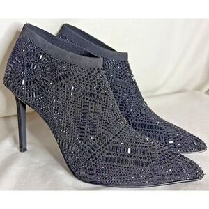 Thalia Sodi Formal Glam Rock Gothcore Rhinestone Ankle Booties Stilettos 10.5